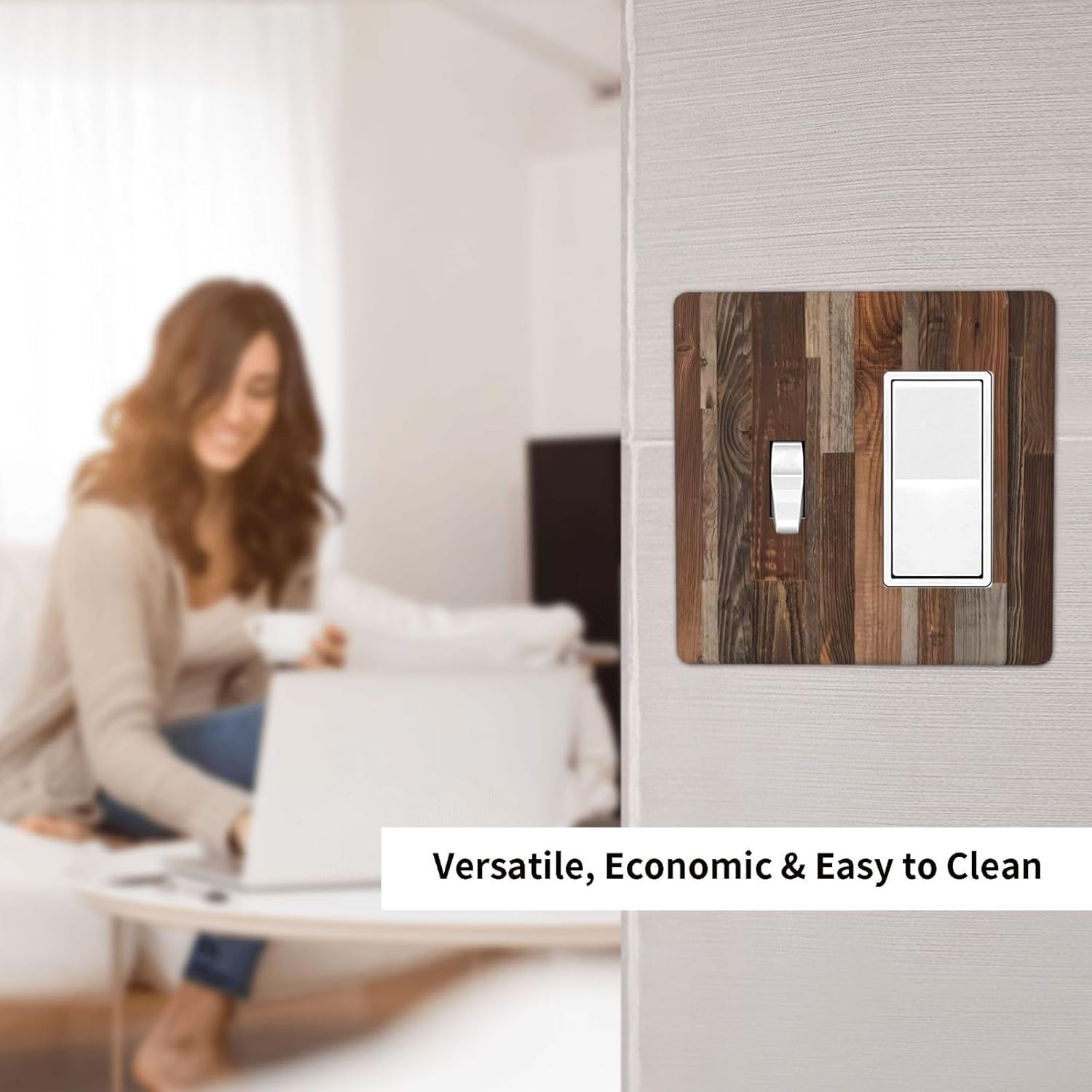 Vintage Brown Wooden Boards Print Wood Grain Outlet Covers 1 Toggle 1 Rocker Combination Decorative Wall Plate Electrical Switch Plates Light Switch Cover Plate for Farmhouse Home Decor