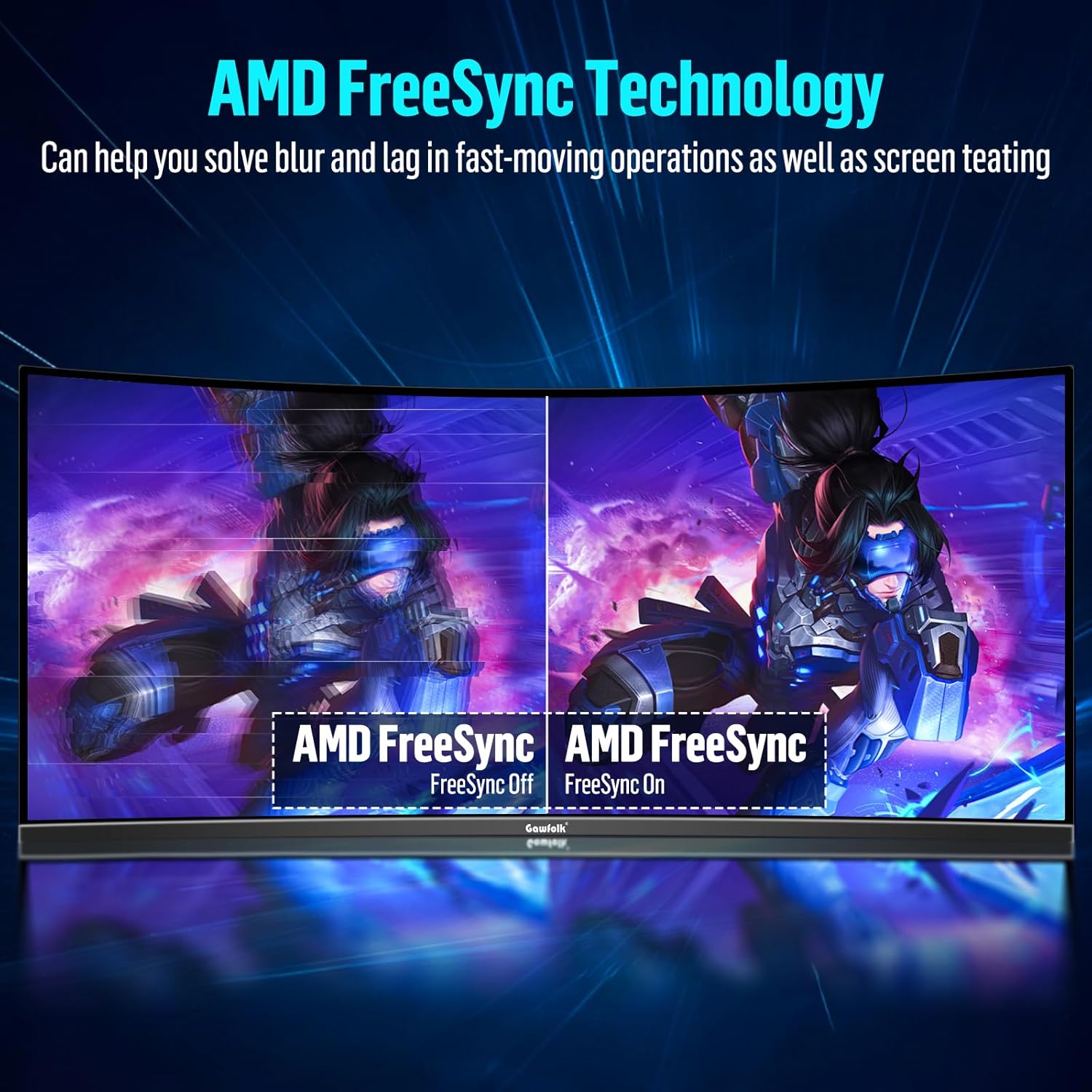 Gawfolk 34 Inch Ultrawide Curved Gaming Monitor, 1500R PC Screen UWQHD 3440x1440, 165hz Curved Computer Screen with FreeSync, Multi-Directional Adjustable Base