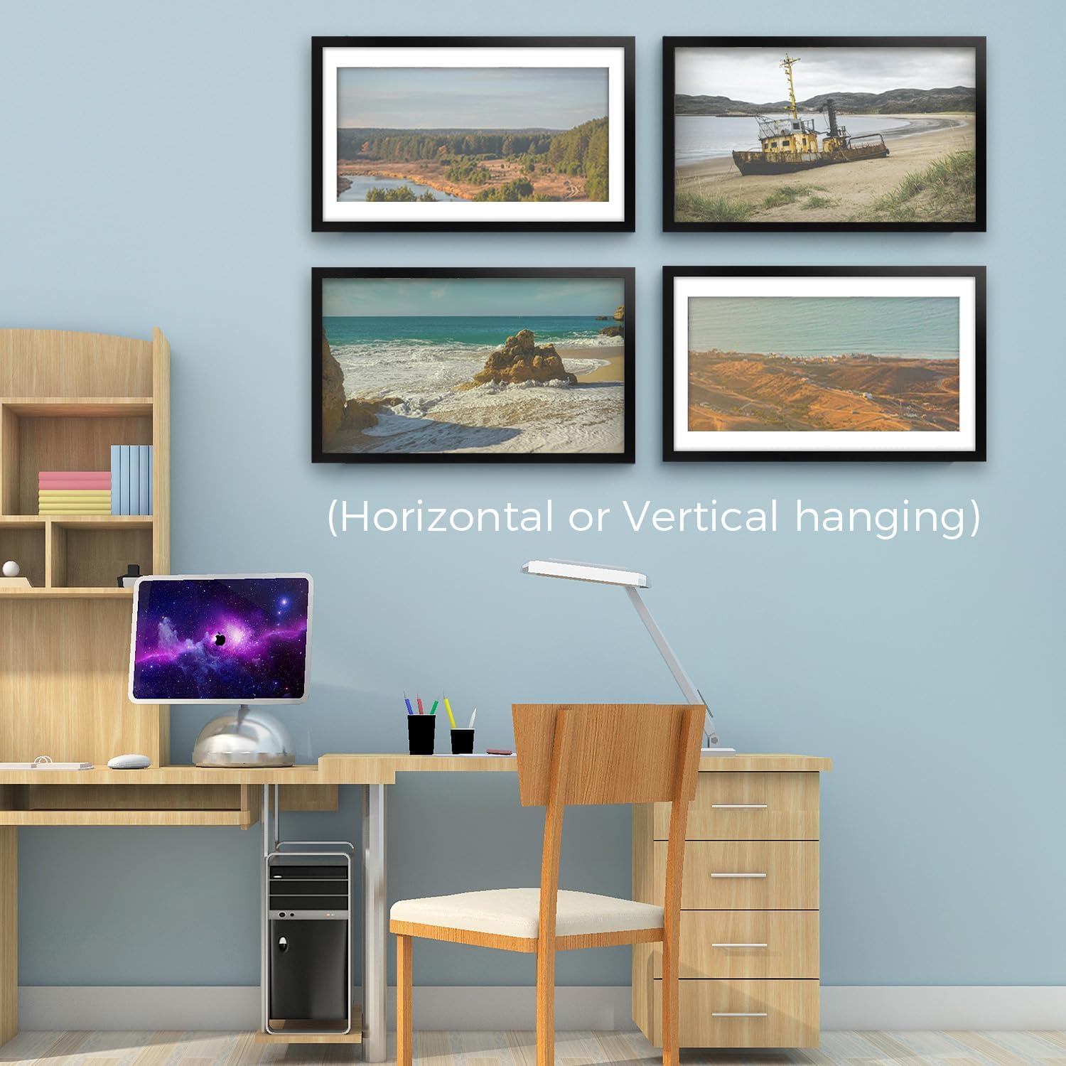 Golden State Art, 14x24 Picture Frame with Mat for 11x22 - High Definition Glass Wall Mounting Horizontal Vertical Display (Black, 1 Pack)
