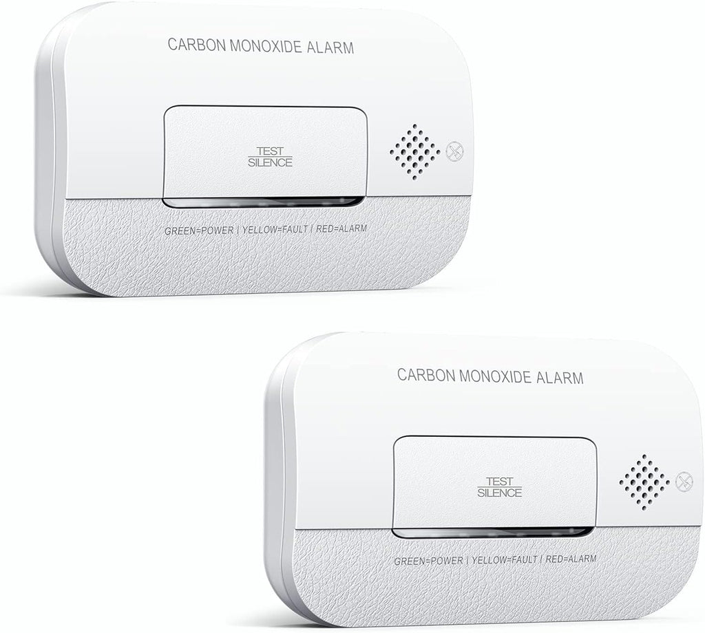 Ecoey Carbon Monoxide Detectors, 10-Year CO Detector with Human Alarm Sounds and Test Button, Carbon Monoxide Alarm Replaceable Battery-Operated for House and Bedroom, FJ127, 2 Packs