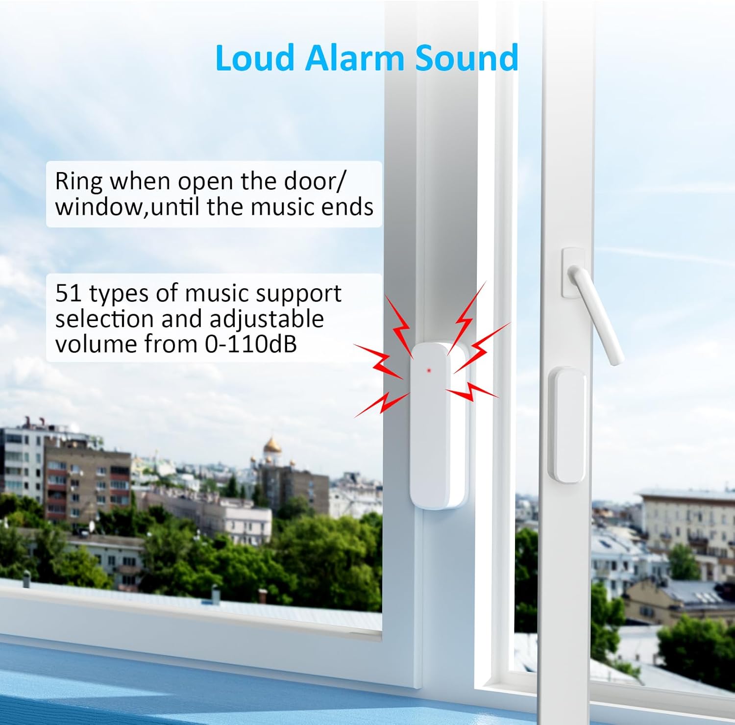Wireless Door Chime, Door Open Sensor Alarm When Entry Business/Office/Store (500ft Range 51 Ringer Adjustable Volume) Home Alert Bell for Kid/Toddler Safety, 2 Receivers +2 Sensors
