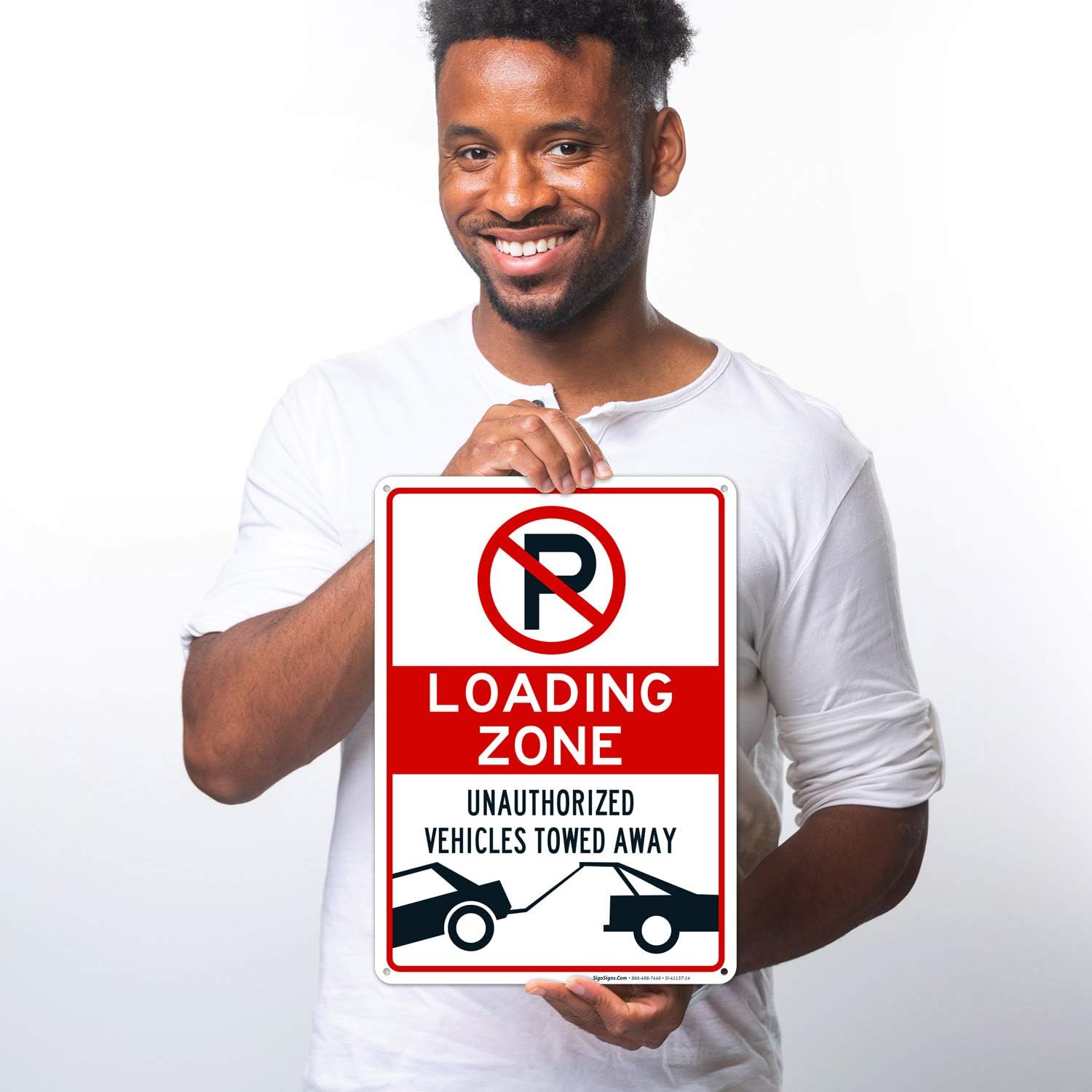 No Parking Symbol Sign, Loading Zone Sign, 10x14 Inches, Rust Free .040 Aluminum, Fade Resistant, Made in USA