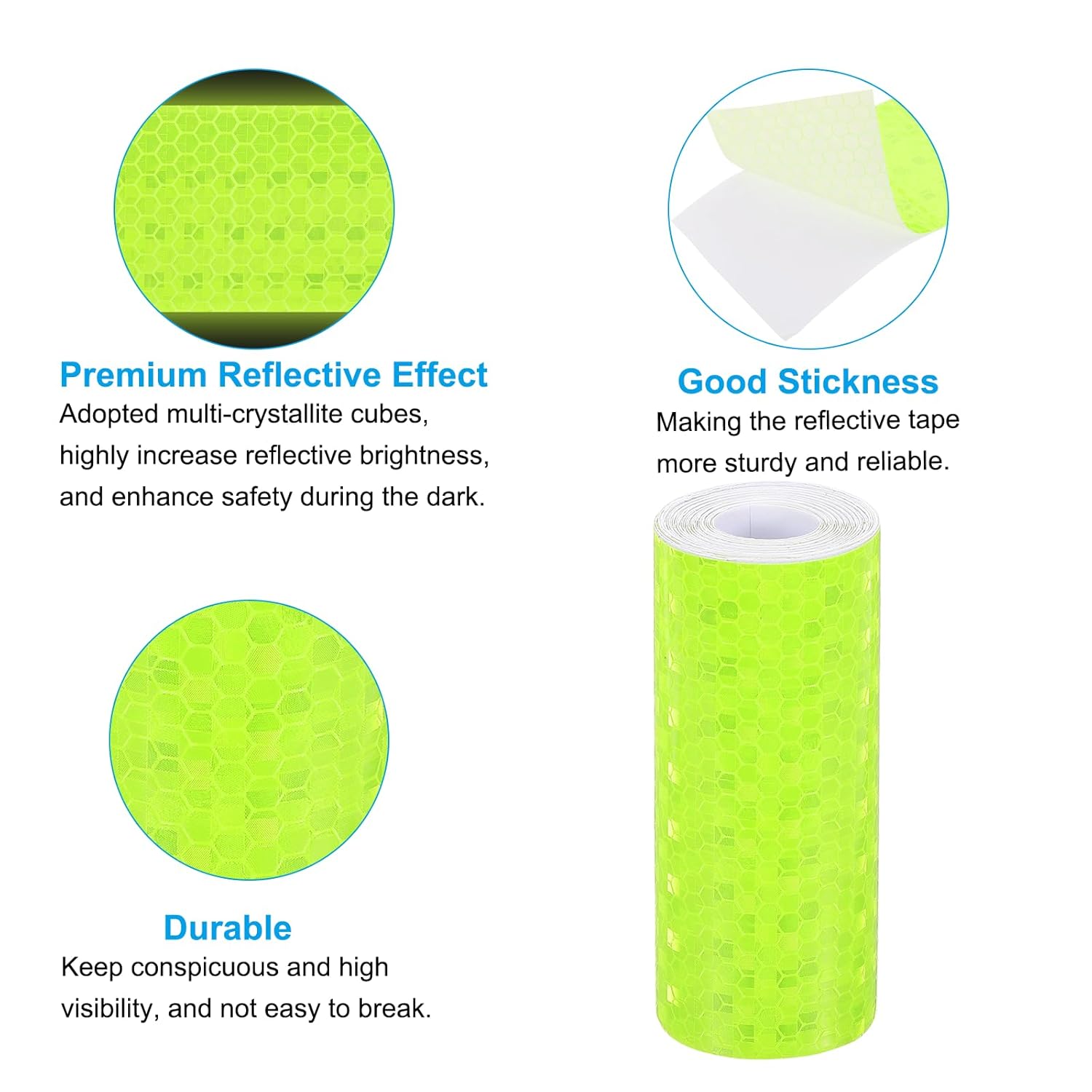 PATIKIL 4 Inch x 10 ft Reflective Tape, 1 Roll Waterproof Self Adhesive High Visibility Caution Warning Safety Tape Reflector with Scraper for Trucks Trailers Cars, Bright Green