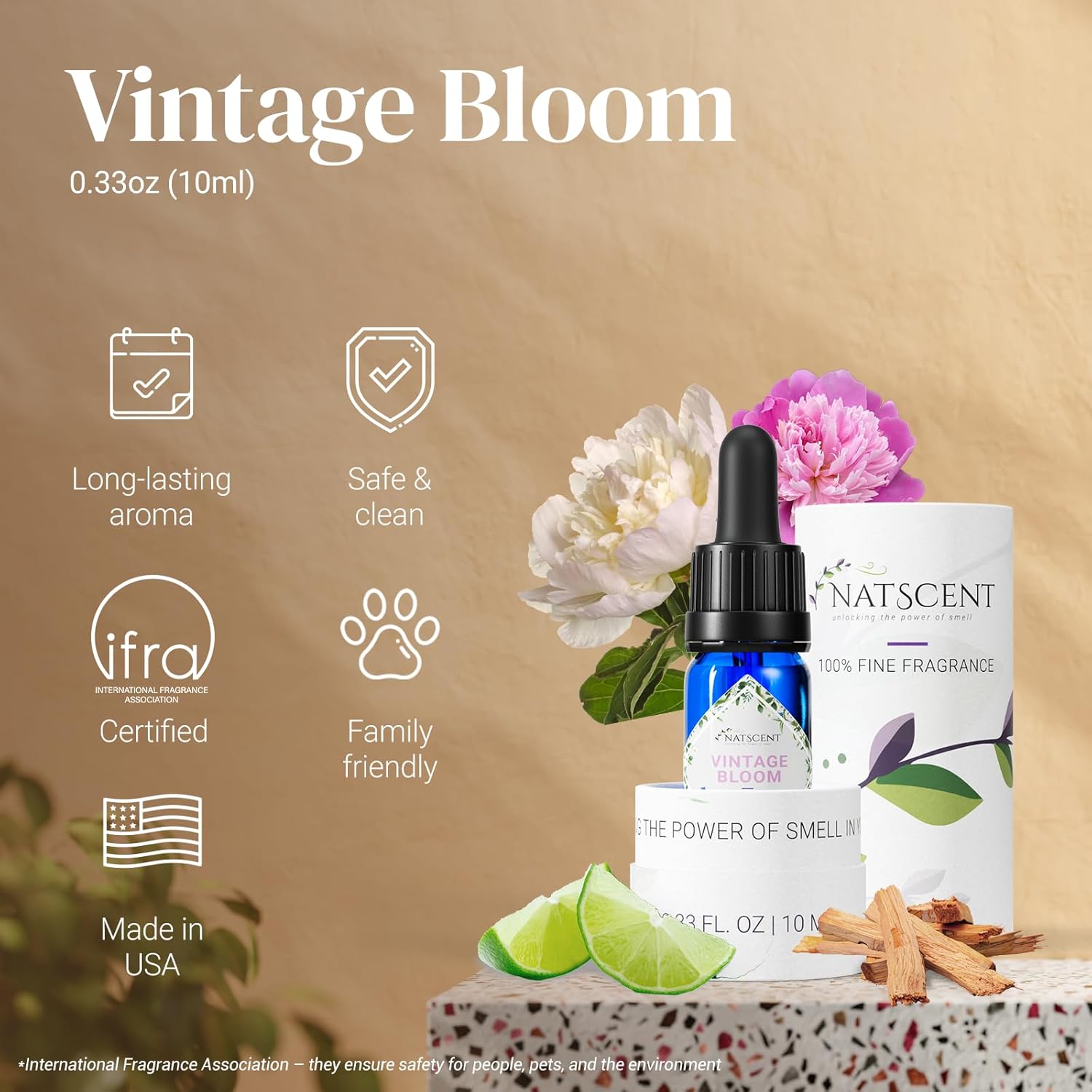 Vintage Bloom Essential Oils for Diffusers for Home, Nature-derived Peony Essential Oil, Long-Lasting & Family-Friendly Diffuser Oils Scents, IFRA Certified, Cold Air & Ultrasonic- 0.33 oz