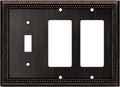 Henne Bery Sunken Pearls Heavy Duty Decorative Wall Plate Switch Plate Outlet Cover (Single Toggle/Double Decorator, Aged Bronze)