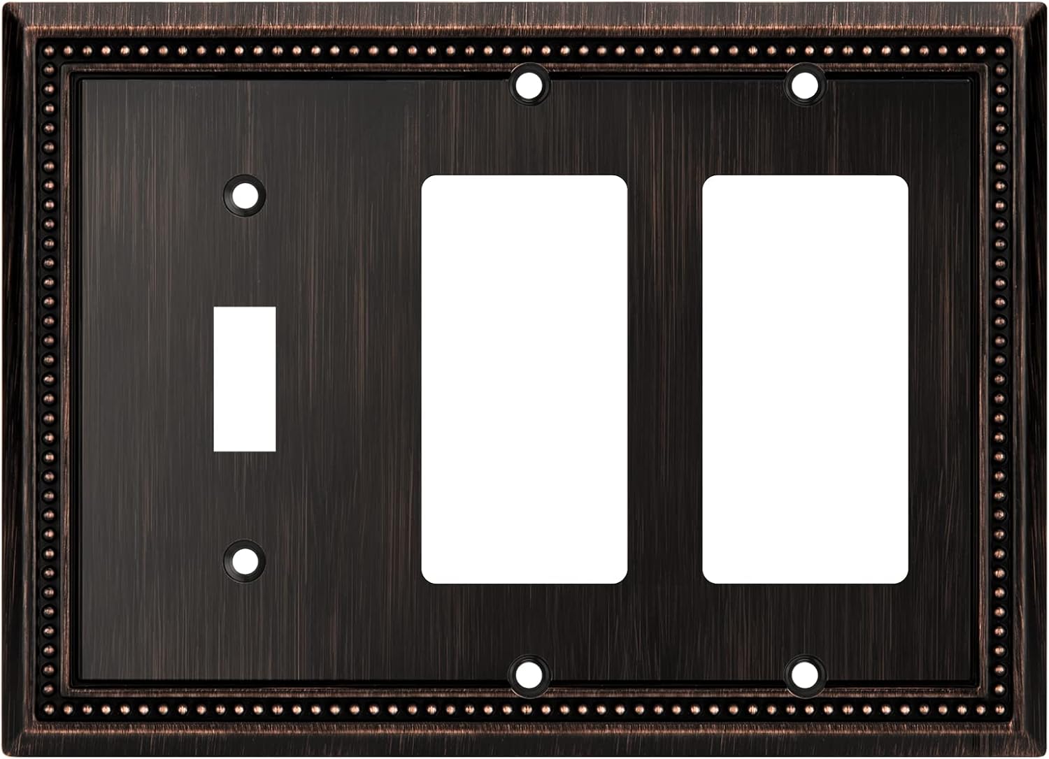 Henne Bery Sunken Pearls Heavy Duty Decorative Wall Plate Switch Plate Outlet Cover (Single Toggle/Double Decorator, Aged Bronze)
