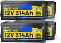 WattCycle 12V 314Ah LiFePO₄ Battery 4 Pack, Lithium Battery 12V 300A BMS, Lithium RV Batteries Built-in Bluetooth, IP65 Marine Batteries, Perfect for Home Energy Storage, RV, Marine, Solar, Off-Grid
