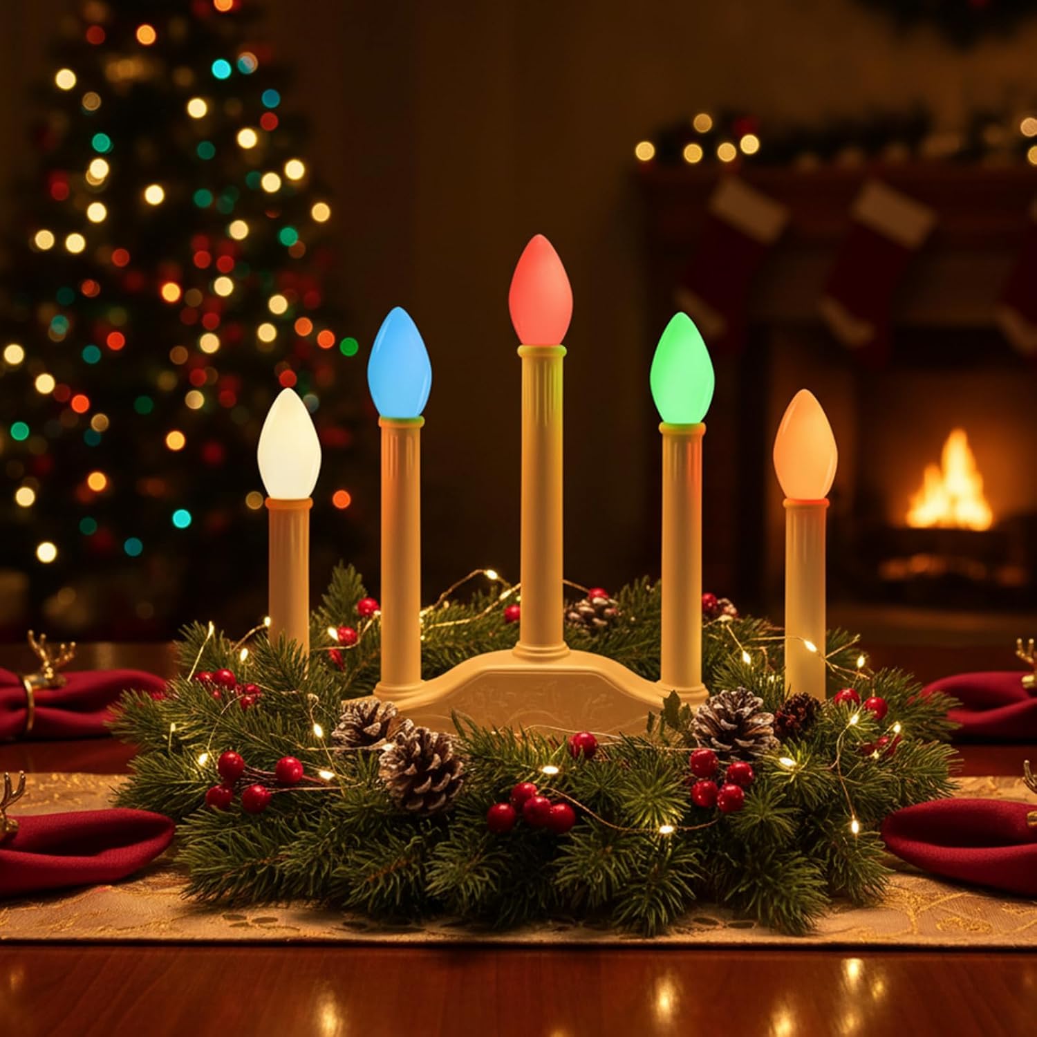 C7 LED Christmas Lights Replacement Bulbs, 25 Pack 0.6w C7 Ceramic Multicolor Light Bulbs with E12 Candelabra Base, Vintage Colored Light Bulbs for Indoor/Outdoor Christmas String Lights