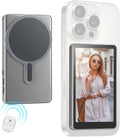 Magnetic Phone Vlog Selfie Monitor Screen,1080P Wireless Recording,Back Camera Selfie Monitor with Bluetooth Remote Control,for Selfie Vlog Live Broadcast,Compatible with iPhone and Android System