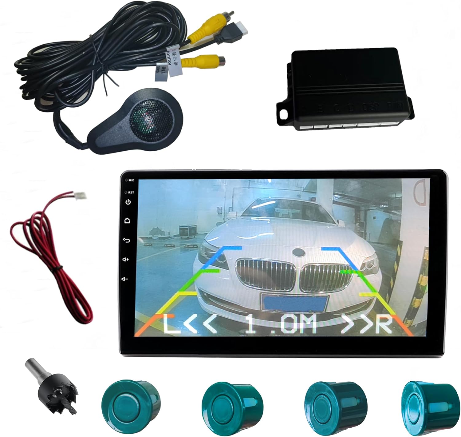 LCD Parking Sensor Kit - Displays Data on Original Screen, Easy Rear Installation, Compatible with CVBS Cameras (Not for AHD), 18 Probe Colors to Match Any Vehicle