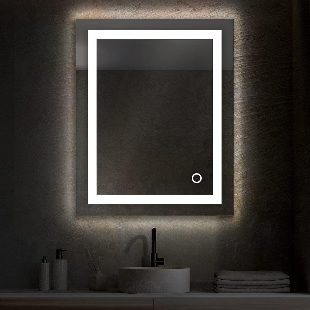 Blossom 24X30 LED Bathroom Mirror with Lights, Anti-Fog, Dimmable, Backlit & Front Lit, Lighted Bathroom Vanity Mirror for Wall, Memory Function, Waterproof, Tempered Glass, Smart Vanity Makeup Mirror