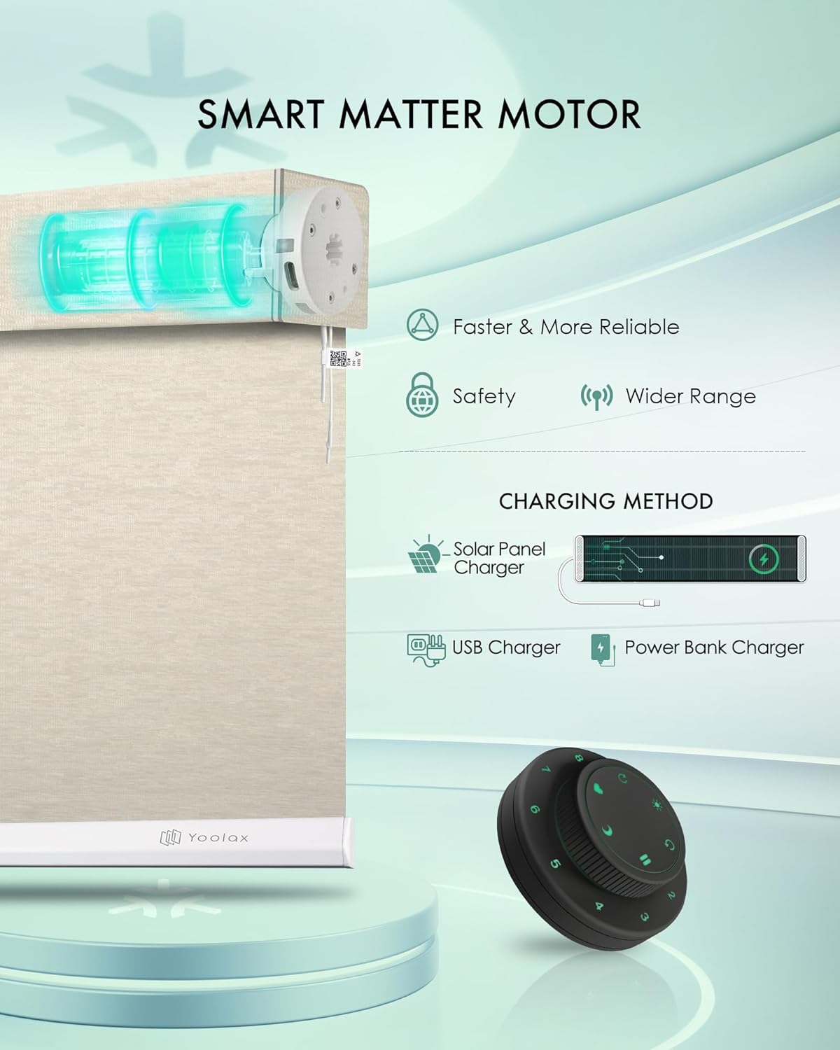 Yoolax Smart Blinds, Motorized Matter Roller Shades Light Filtering Automatic Blinds for Windows Motorized Shades Compatible with Alexa, Google Home, Homekit(Half Shading Jacquard Coffee)
