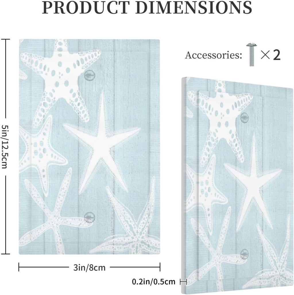 Beach Starfish Vintage Wood Rustic Country Ocean Light Switch Cover Plate 1 Gang No Device Blank Electrical Wall Plates Faceplate Decorative Switch Plate Covers for Farmhouse Kids Room Decor