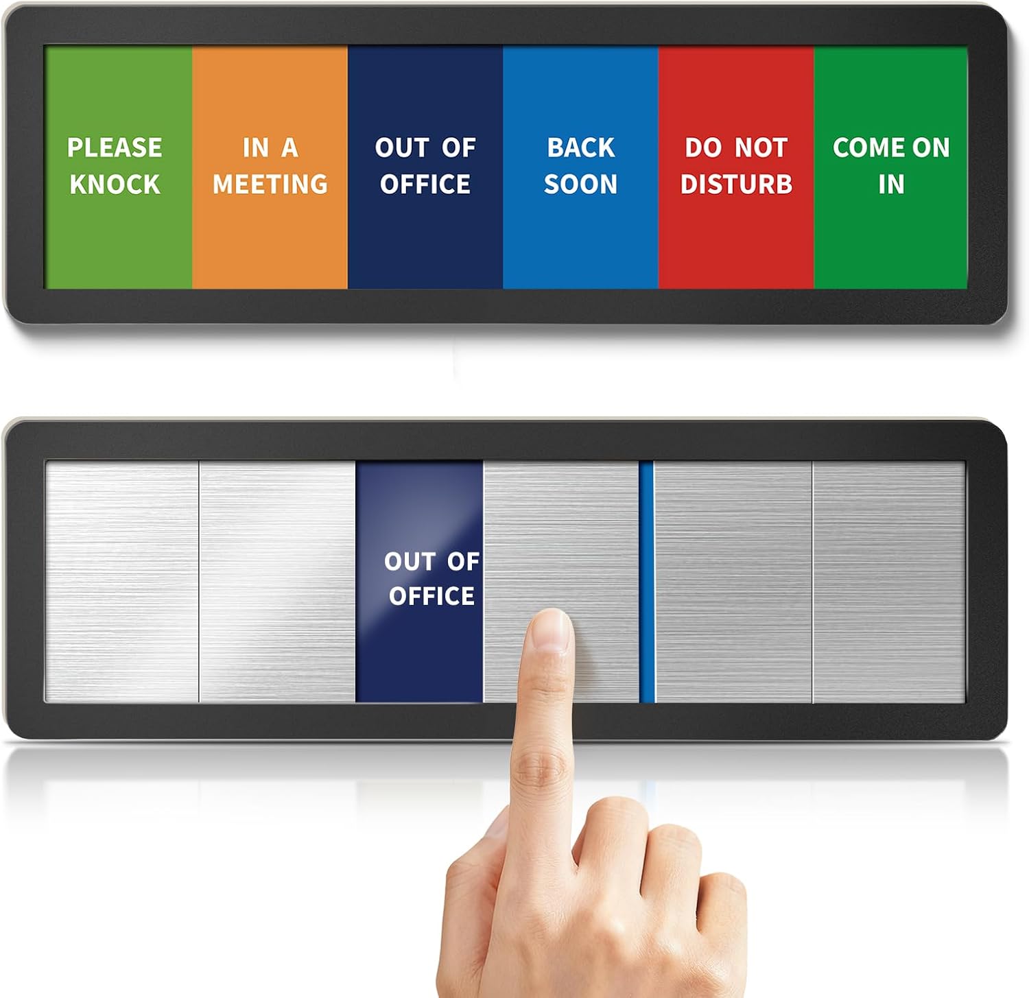 Office Door Signs-Meeting in Progress Door Sign with 6 Options, Do Not Disturb, In a Meeting, Out of Office, Working from Home, Come on in, Back Soon, Business Privacy Sign Shows the Status of the Person Inside the Room