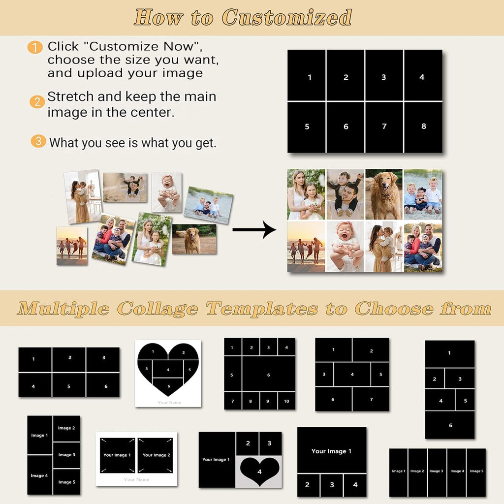 LZIMU 7 Picture Collage Canvas Prints Personalized Multi Photo Wall Art Custom Your Image to Canvas Customized Family Gifts Home Decor (Collage Photo-10, No frame)