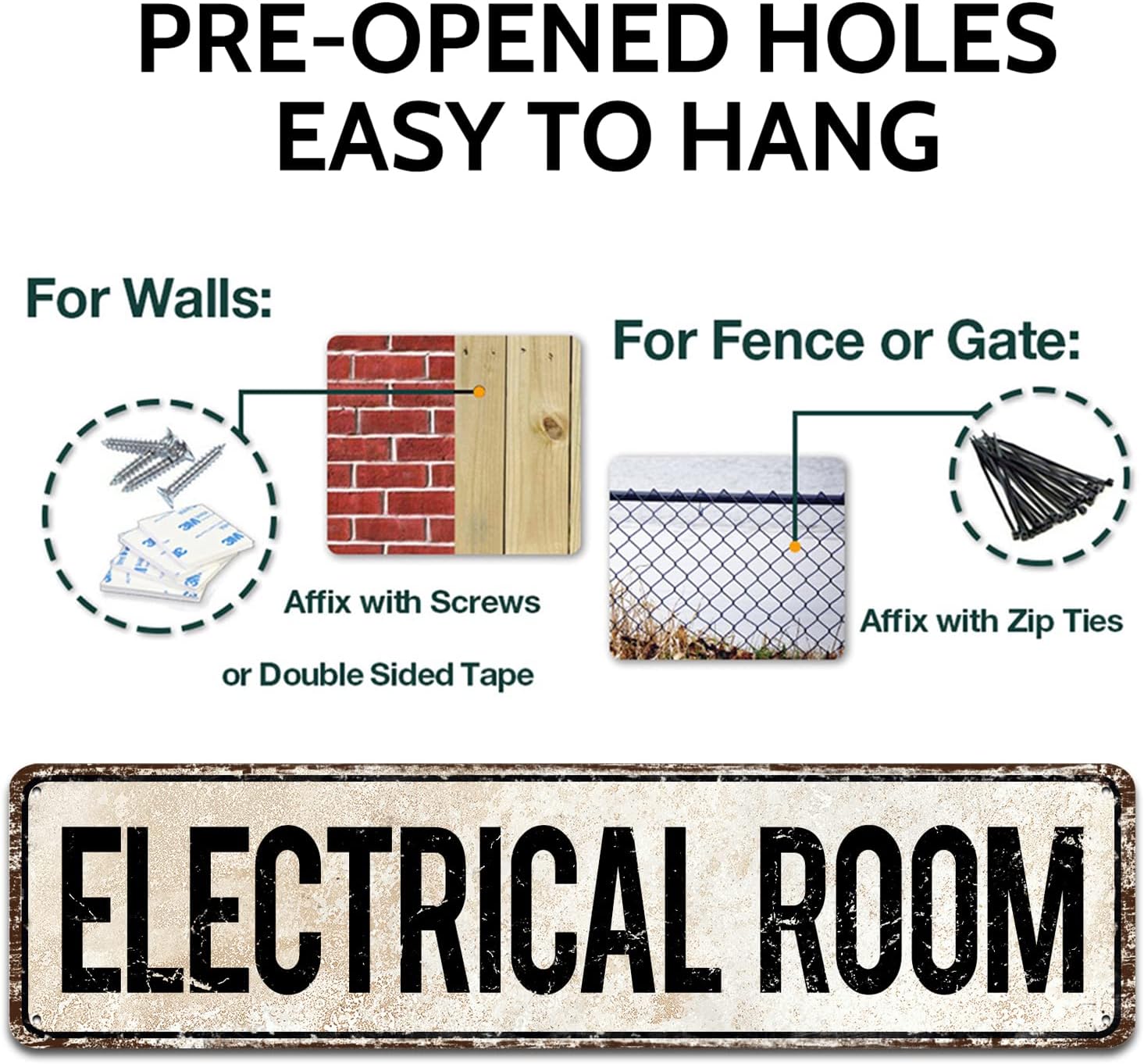 Electrical Room Door/Wall Sign, Sign for Door, Ensures Public Do Not Enter Restricted Areas - Private Access/Authorized Personnel Only, 4" by 16" Tin Sign