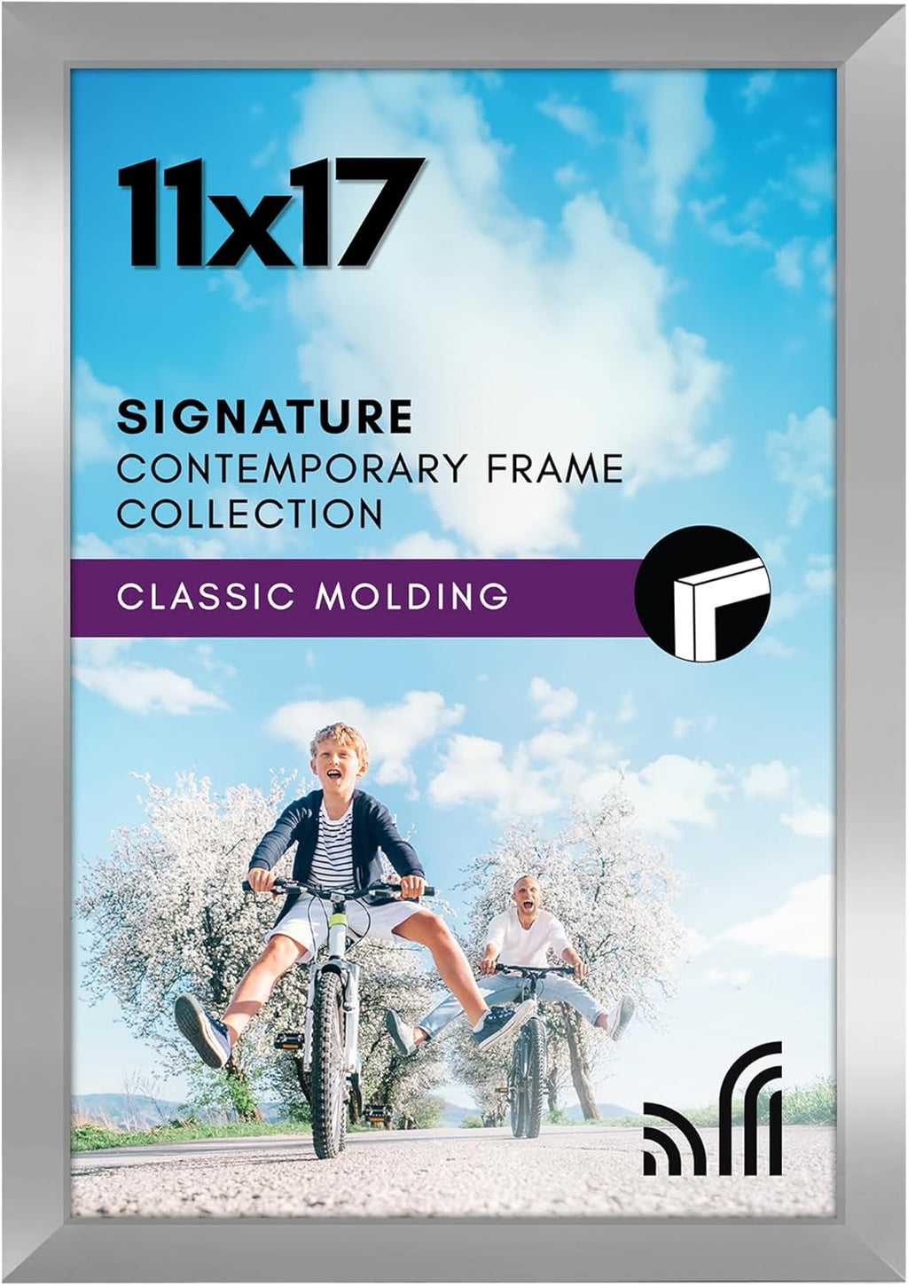 Americanflat 11x17 Picture Frame with Shatter-Resistant Glass - Signature Collection - Gallery-Style Frames Made of Engineered Wood - Photo Frame for Wall Display - Silver