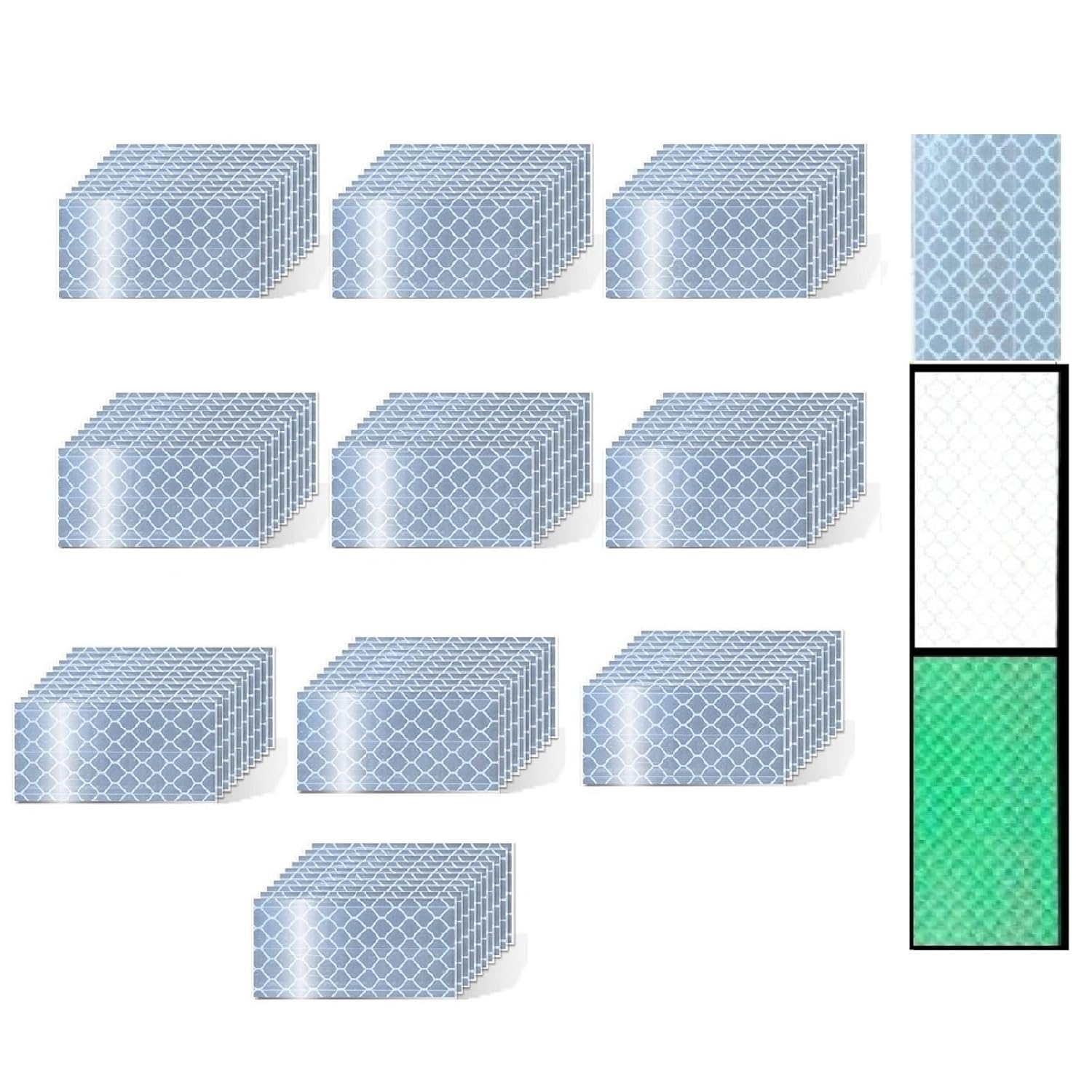 Glow in The Dark Reflective Stickers 1 inch X 2 inch for Car, High Visibility Warning Safety Reflective Strips (100 Pcs)