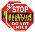 Stop Sign, Do Not Enter Private Driveway Sign, 12" x 12" x 0.04" Reflective Aluminum sign, Fade Resistant Durable UV and Octagon Shaped, Easy Mounting 2Pack