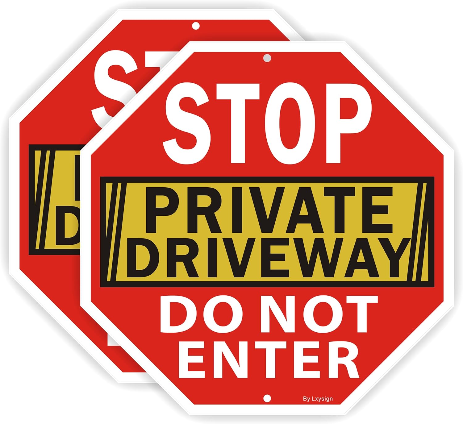 Stop Sign, Do Not Enter Private Driveway Sign, 12" x 12" x 0.04" Reflective Aluminum sign, Fade Resistant Durable UV and Octagon Shaped, Easy Mounting 2Pack