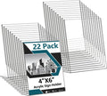 Acrylic Sign Holder 4x6, 22 Pack Clear Plastic Table Paper Display Stand, L-Shape Vertical Menu Holder Stand, Clear Picture Photo Flyer Display Stand for Restaurants, Store Show, Office Desktop