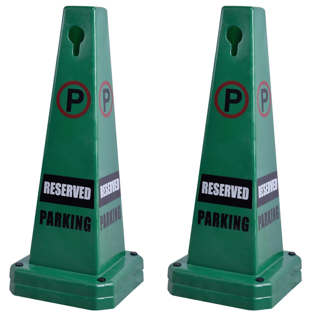 OrangeStar Reserved Parking Cones 4-Pack, 26.5" Large 4-Sided Message Safety Traffic Cones with Heavy Rubber Base for Indoor Outdoor Use, Parking Lot Control, Driveway Barriers