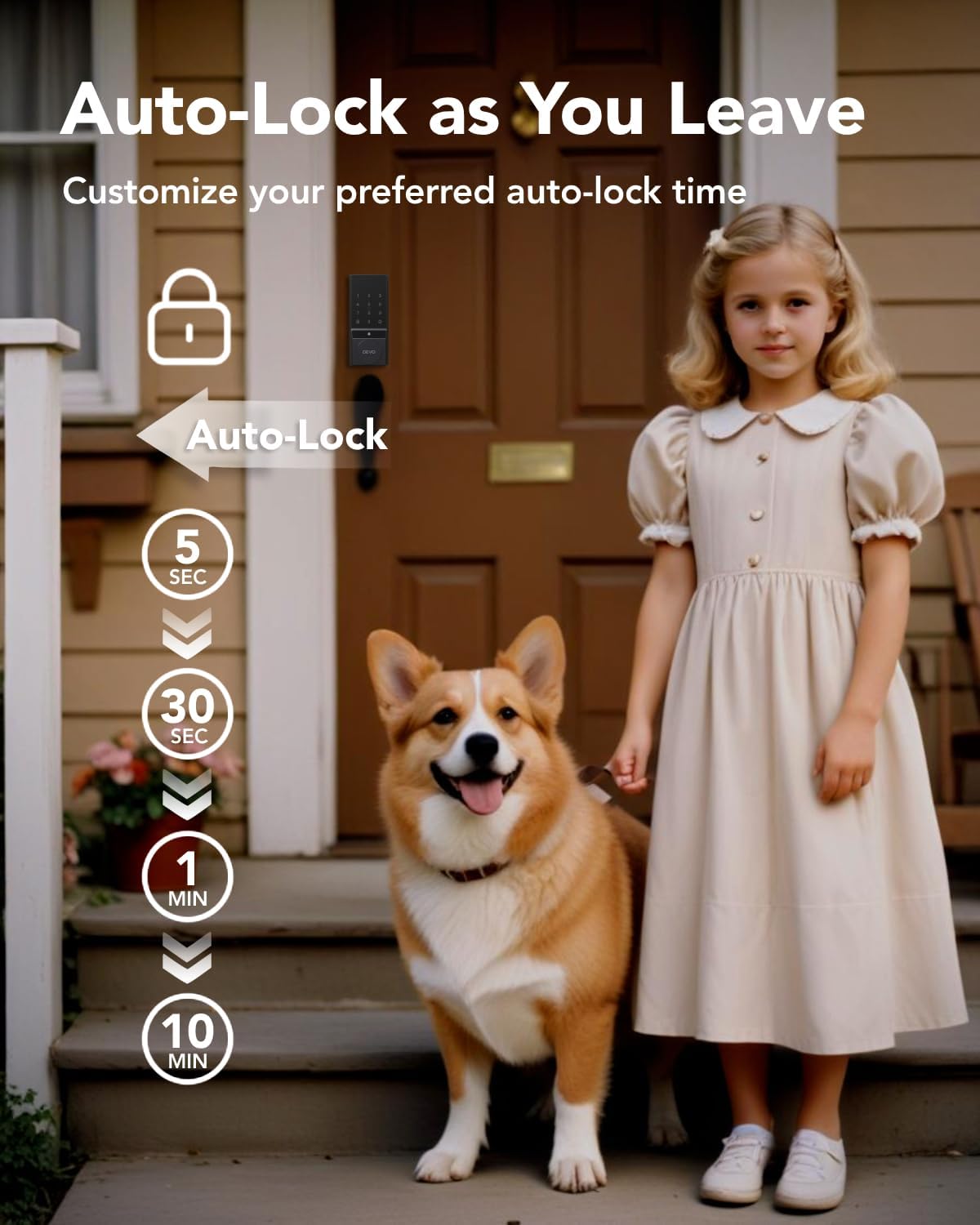 Devo G4 Smart Locks for Front Door, Keyless Entry Door Lock, Deadbolt Smart Lock, App Control, Built-in Bluetooth, Touchscreen Keypad, 8 Months Battery, IP54 Waterproof, Auto Lock, Easy Installation