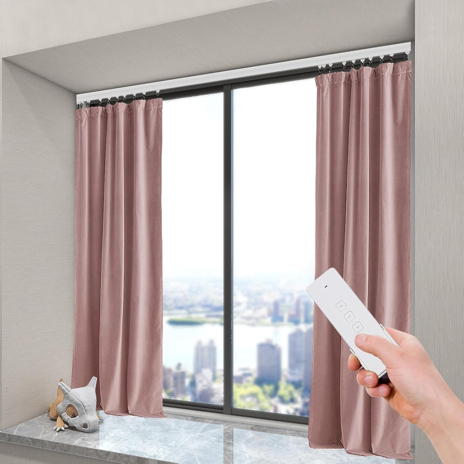 Electric Curtain Track, 7.08-13.78ft Motorized Curtain Track System, Smart Electric Curtain Rail with Remote Control, App & Voice Control, Compatible with Alexa and Google Home
