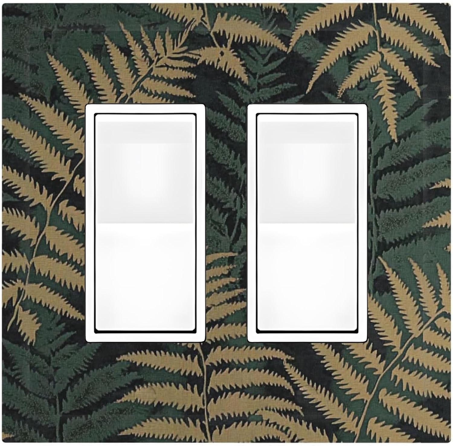 Decorative Outlet Covers Botanical Fern Green Leaf Forest 2 Gang Double Gfci Rocker Electrical Wall Panels Light Switch Cover Plate For Bed Room Home Decor