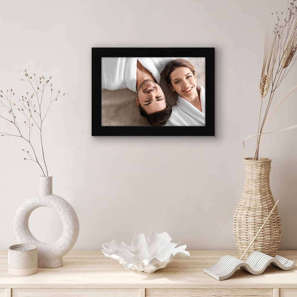Americanflat 6x9 Picture Frame with Shatter-Resistant Glass - Signature Collection - Gallery-Style Frames Made of Engineered Wood - Photo Frame for Tabletop and Wall Display - Black
