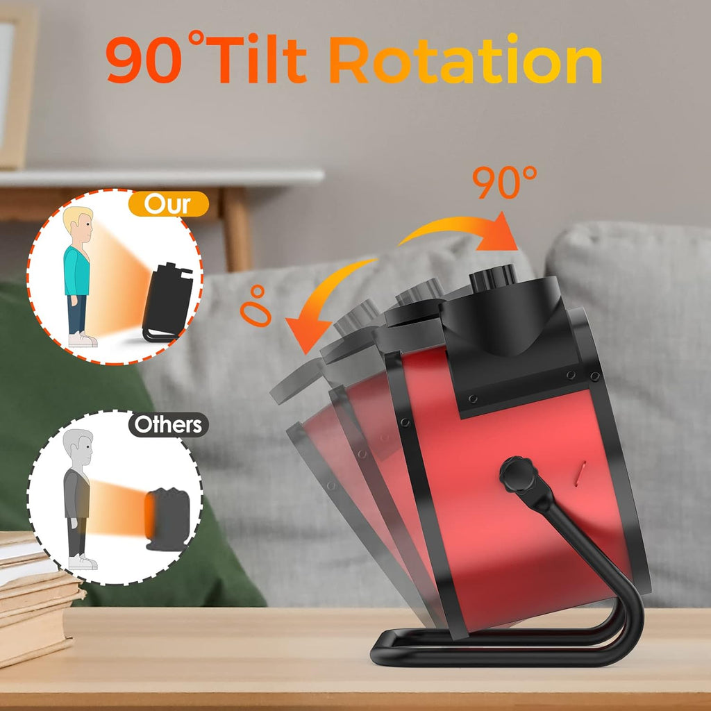1500W Electric Space Heater with 90 Adjustable Angle, Overheat Protection, Heater for Garage, Office, Indoor Use