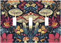 Decorative Light Switch Cover Plate Coloful Red Yellow Orange Magical Mushroom Forest 3 Gang Wall Plate Triple Toggle Switch Plate Covers Electrical Outlet Cover for Bedroom Home Decor