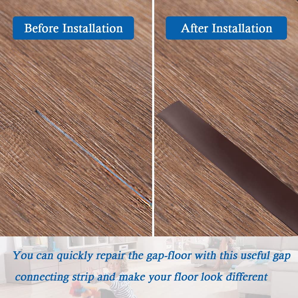 Floor Transition Strip Self Adhesive Floor Cover Strips Laminate 3" Wide Vinyl Flat Divider Transitions (7.5cm, 10Ft, Brown)