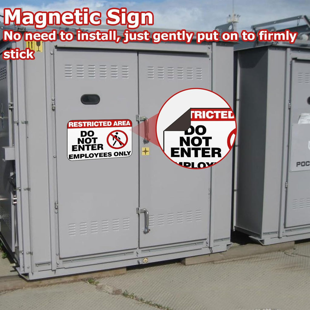 Restricted Area Sign, 3 Pack Magnetic Do Not Enter, Employees Only Signs, 10 x 7 Inch Premium Magnetic Signs, UV Protected, Waterproof, Weatherproof and Fade Resistant, Indoor & Outdoor