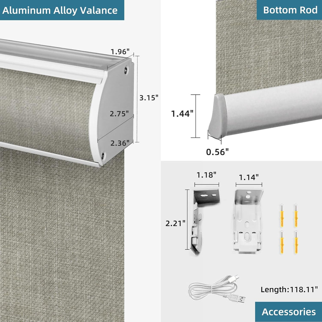 SmartWings Motorized Roller Shades Work with Homekit, Alexa Google, 100% Blackout Smart Blinds for Windows, Cordless Remote Control Window Shades, Vigor Sage, Customized Size