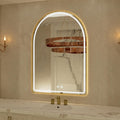 24"x36" Arched LED Bathroom Mirror, Gold Framed LED Bathroom Mirrors with Front Light and Backlit, Anti-Fog, Dimmable, 3 Colors, Memory Function, Arch Smart Vanity Mirror