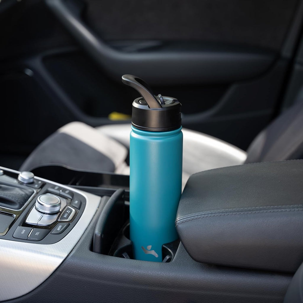 18 oz Insulated Water Bottle Stainless Steel Sport Bottles with 3 Lids,Light Blue