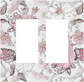 Decorative Outlet Covers Modern Watercolor Flower Pink White Wildflower 2 Gang Double GFCI Rocker Electrical Wall Panels Light Switch Cover Plate for Bedroom Home Decor