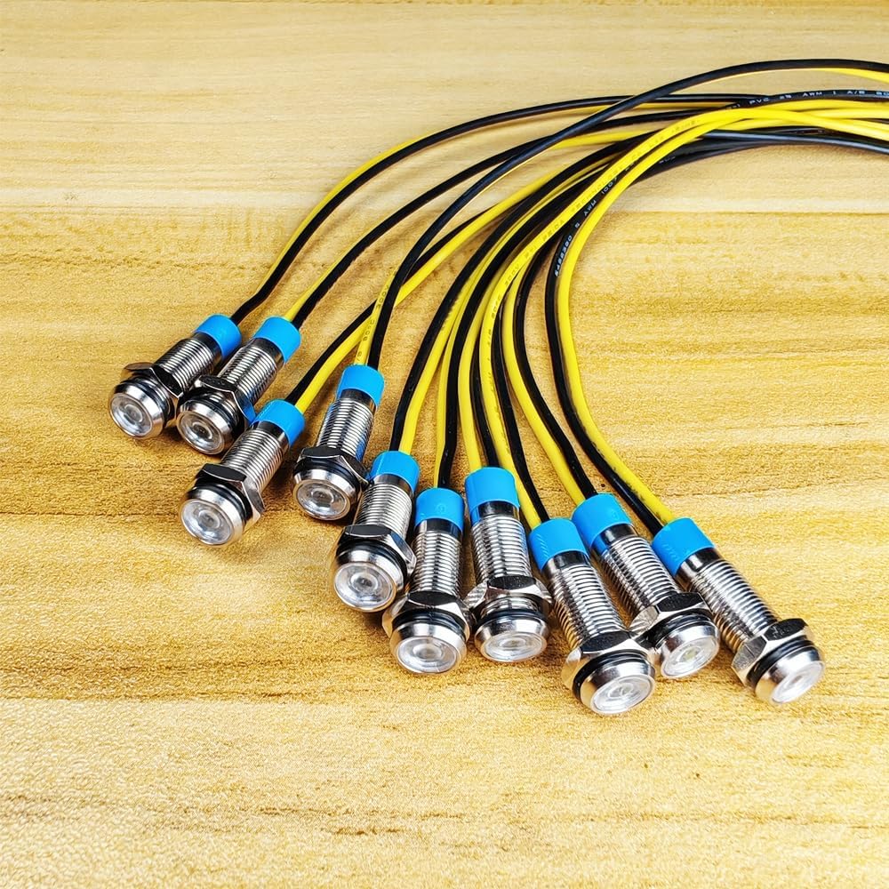 10pcs 6mm LED Metal Indicator Light 110V-220VAC Waterproof Signal Lamp (White)