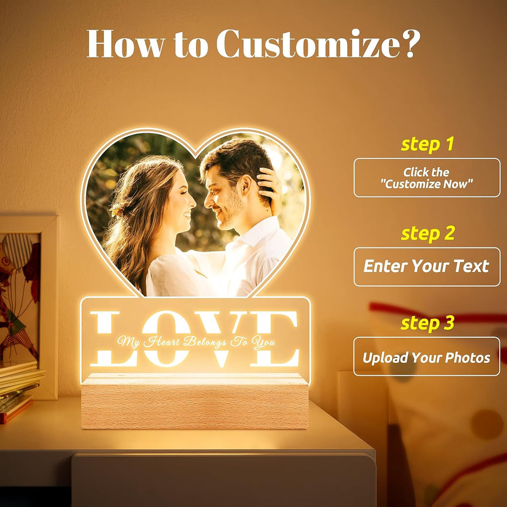 Custom Picture Frames with Photo, Personalized Photo Frame, Customized Picture Frame, Personalized Anniversary Valentines Day Gifts for Women Men Her Him Girlfriend Boyfriend Couple Wife