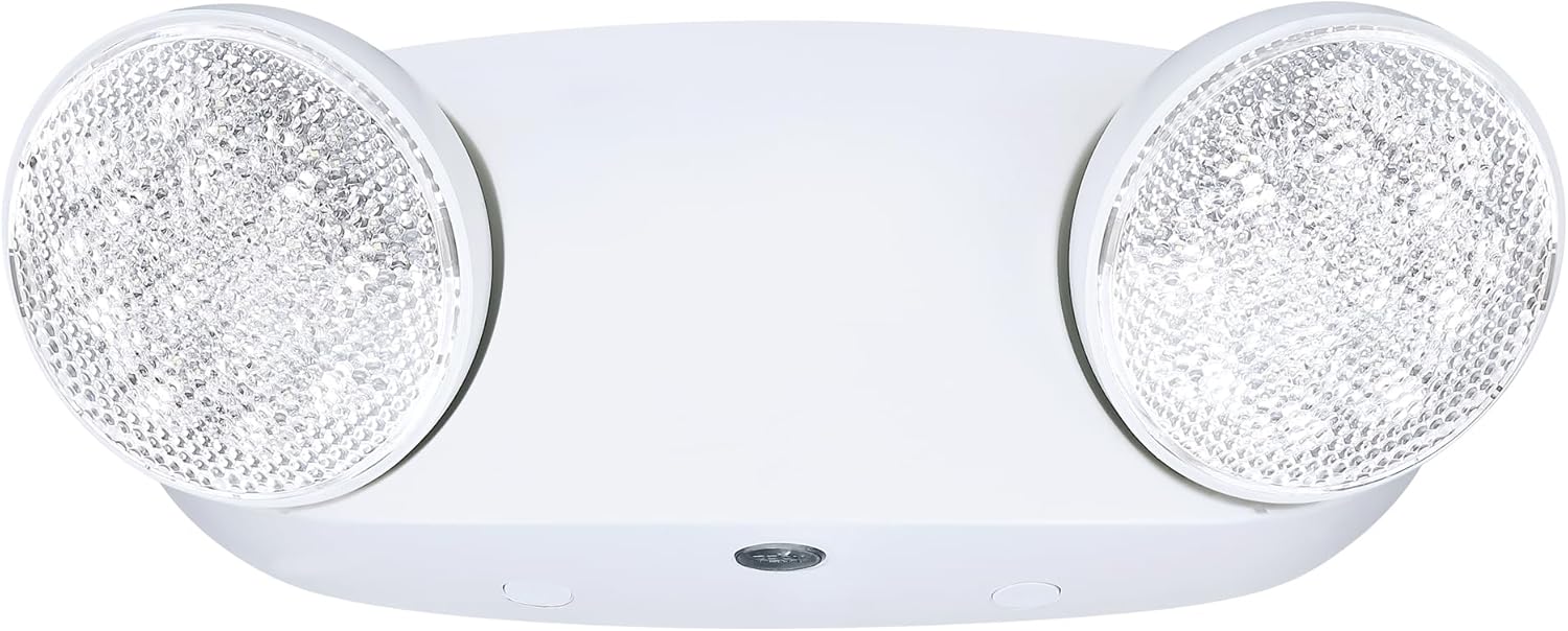 GRUENLICH LED Emergency Light, Exit Lighting Fixtures with 2 LED Bug Eye Heads and Back Up Batteries, UL 924 Qualified, 120/277 Voltage, 1-Pack