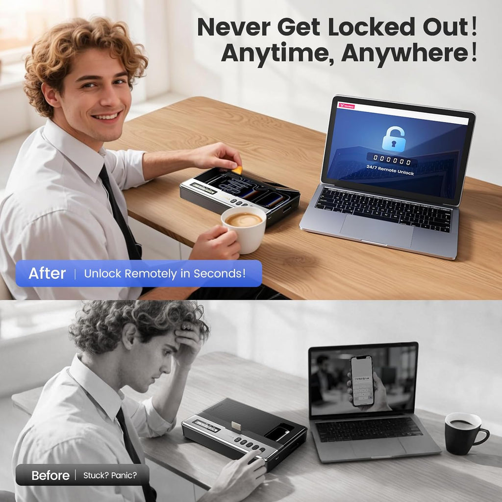 Vaydeer Phone Lock Box with Timer, Rechargeable Timed Lock Box with Digital Display, Bluetooth connection, Emergency Unlock, Build Focus & Self-Discipline for Study/Home/Office