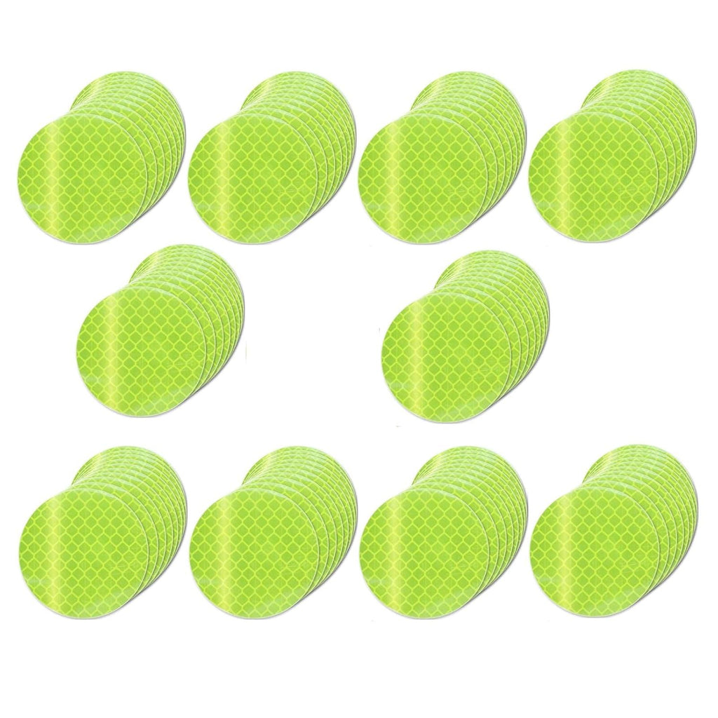 Non Fading Fluorescent Yellow Reflective Stickers 2-inch Diameter Round Reflector, Outdoor Waterproof High Visibility Warning Adhesive Tape (100 Pcs)