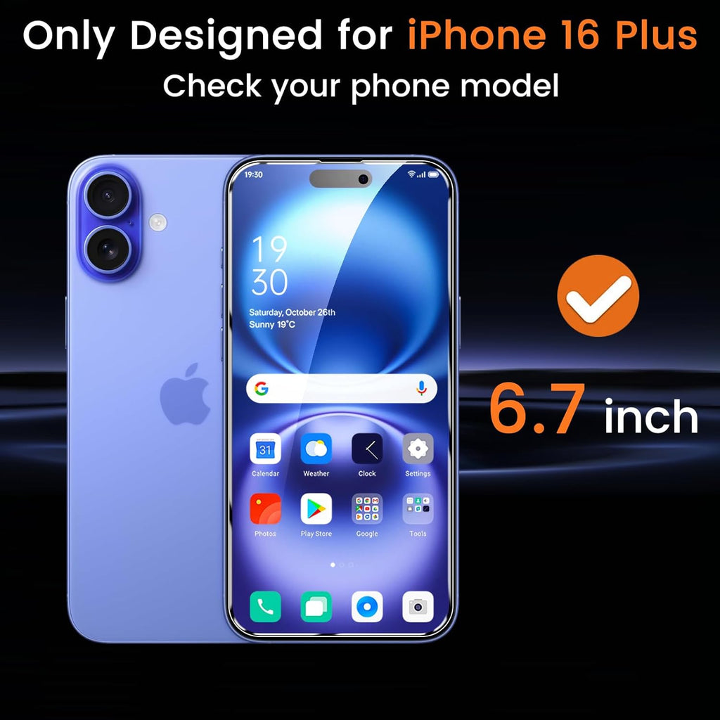 4+4 Pack Privacy Screen Protector for iPhone 16 Plus 6.7-Inch with 4 Pack Camera Lens Protector, Anti Spy Tempered Glass Film 9H Hardness Case Friendly