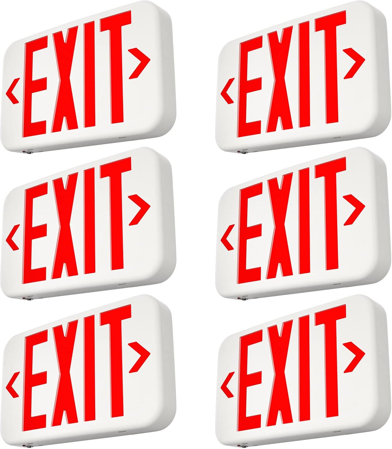 FREELICHT 6 Pack Red Double-Sided LED Exit Sign with Battery Backup,Exit Sign for Business,Easy To Install,UL Certified,AC 120/277V