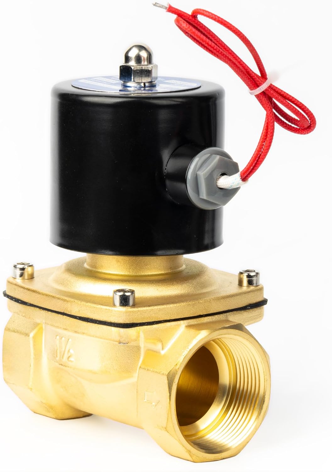 U.S. Solid 1-1/2" Solenoid Valve - 110V AC Brass Electric Solenoid Valve, Normally Closed, Viton Seal