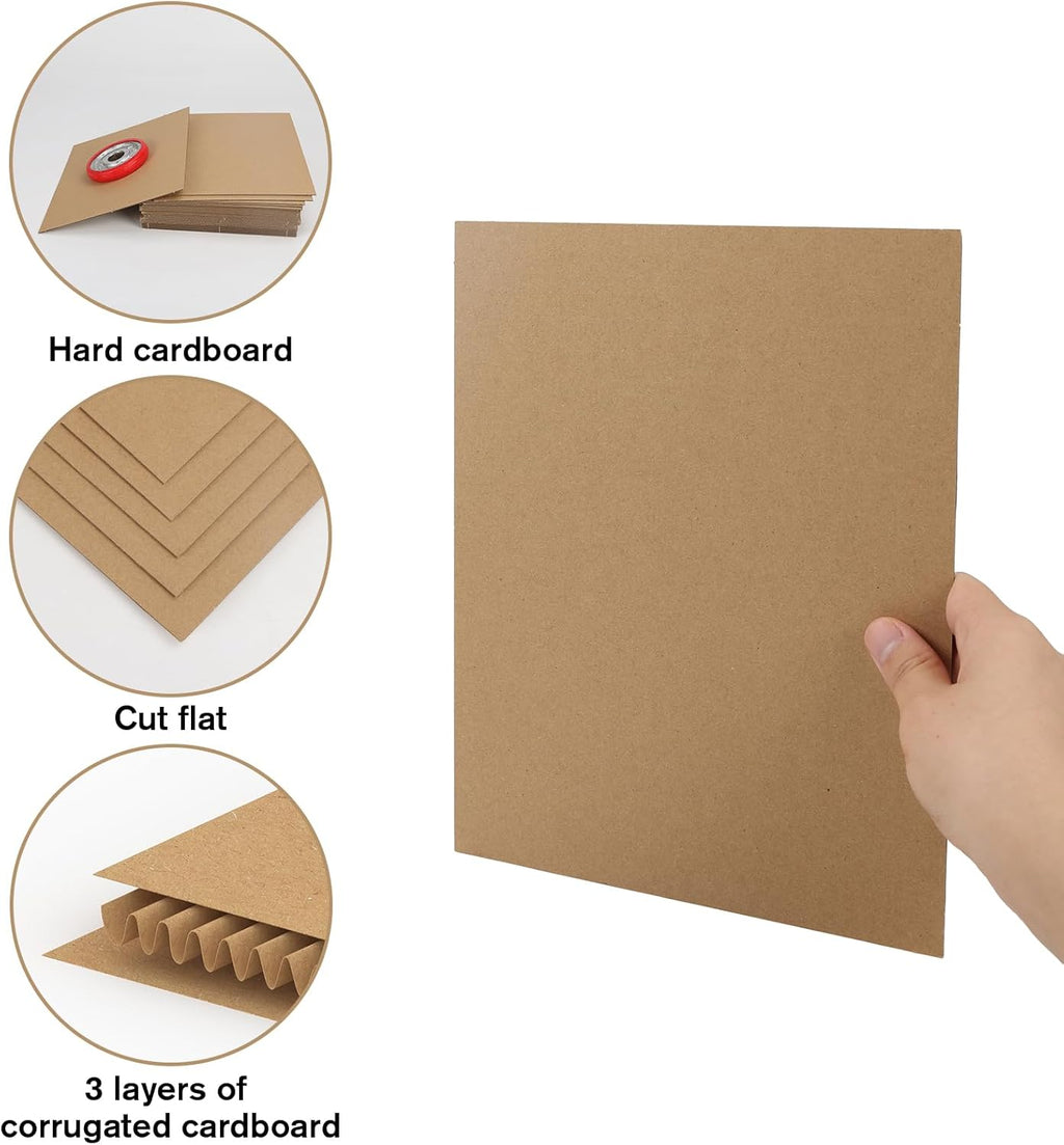 Calenzana 8x10 Browm Corrugated Cardboard Sheets, Flat Card Boards Inserts for Crafts, Packing, Shipping, Moving, Mailing, 200 Pack