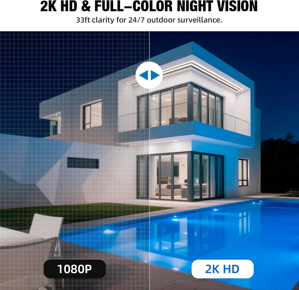 KERUI Light Bulb Camera-2.4GHz WiFi Light Socket Camera Outdoor， 2K Light Bulb Security Camera Wireless Outdoor Motion Detection and Alarm, Two-Way Talk, Color Night Vision