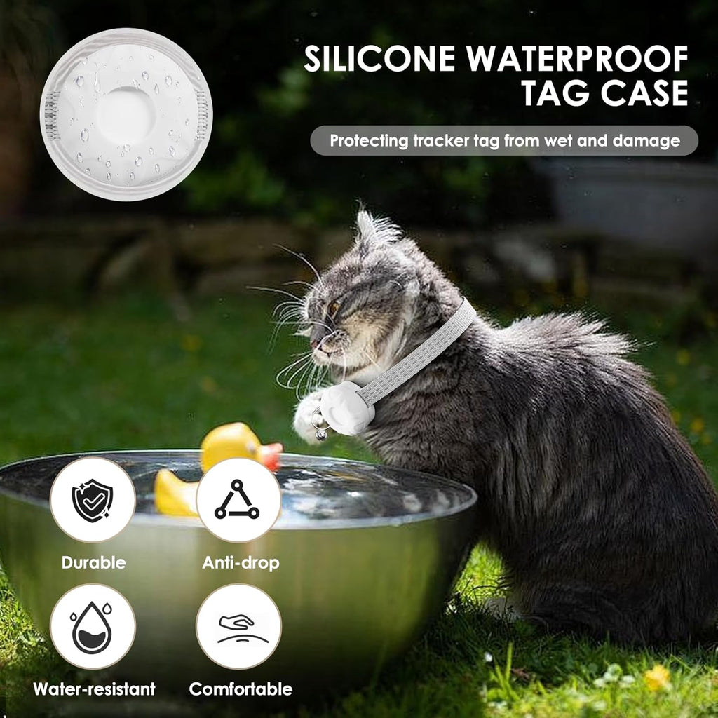 GPS Tracker, Waterproof Pet GPS Tracker for Cats,Cat Tracker Compatible with Apple Find My App (Only iOS), No Monthly Fee, White