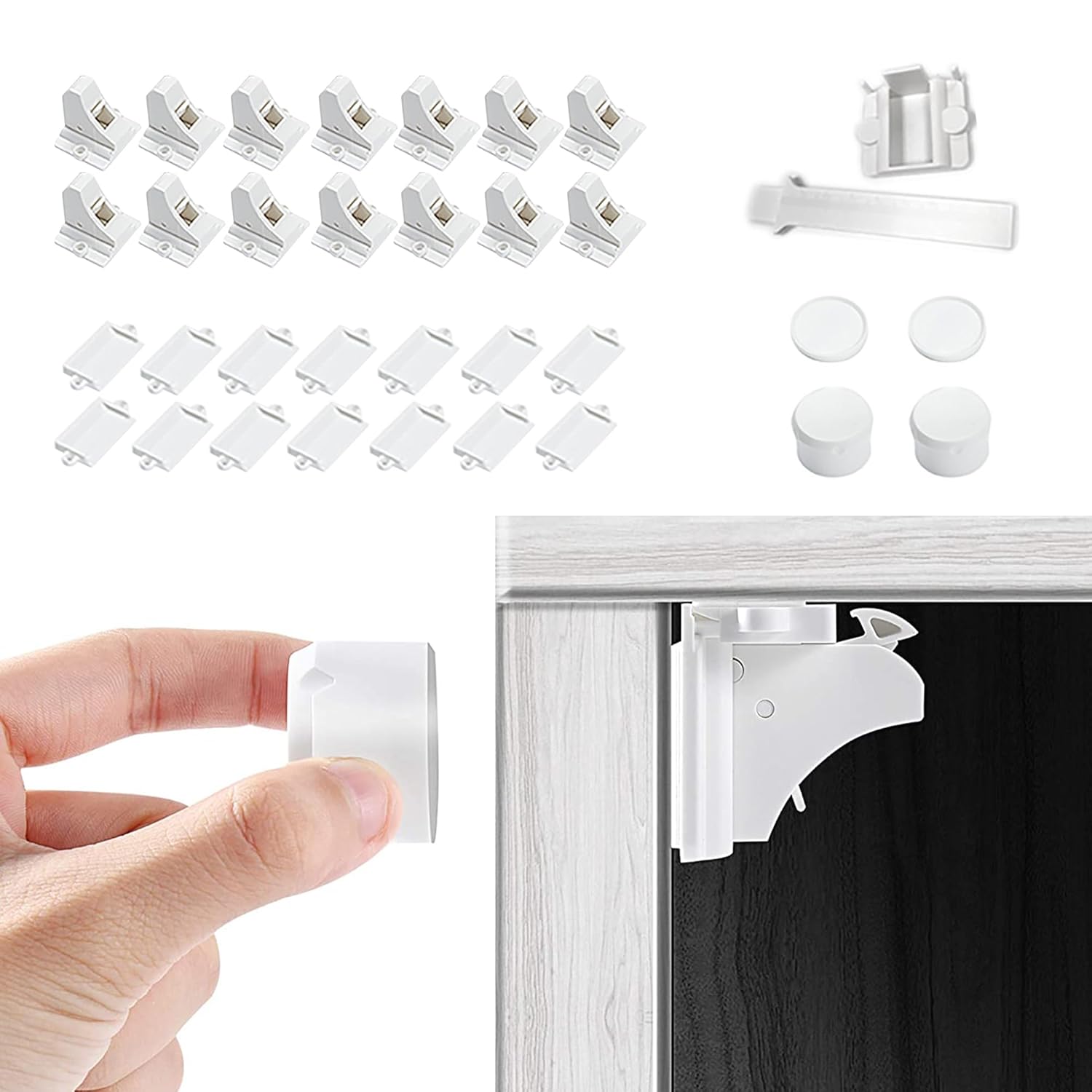Vmaisi Magnet Cabinet Locks for Babies (14 Locks and 2 Keys)